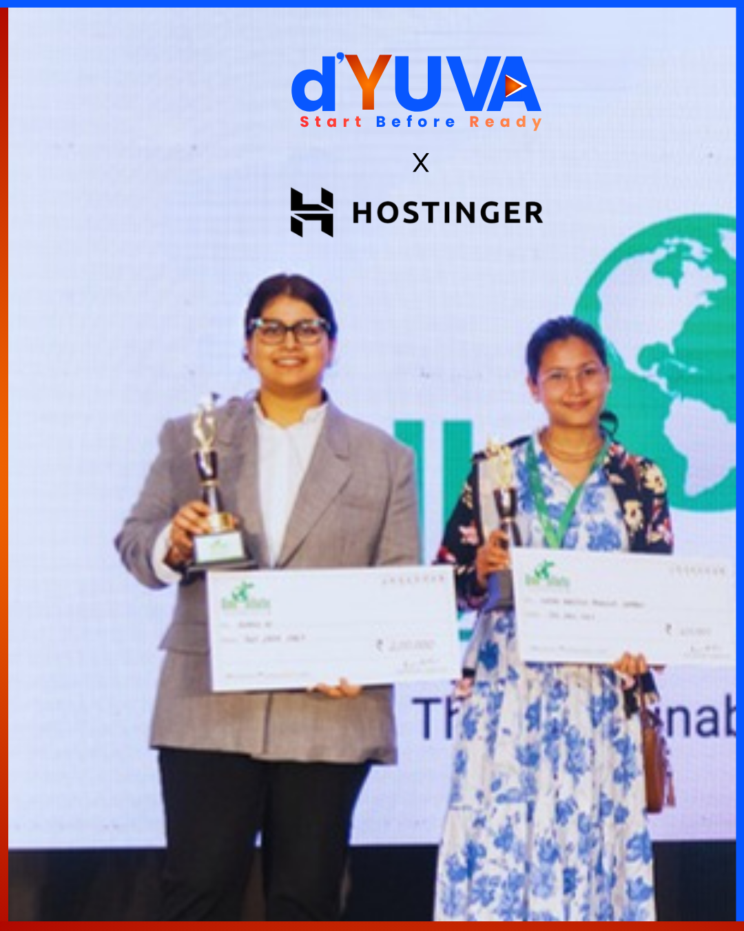 Young innovator pitching their idea on stage